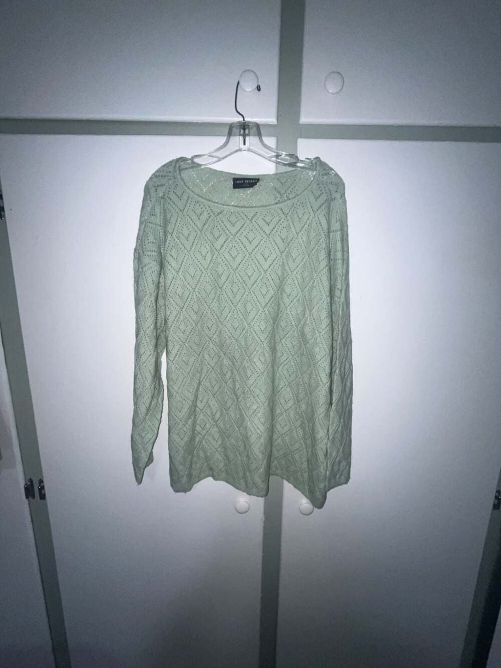 Lane Bryant Long Sleeve Pointelle Boat Neck Sweater Mint Green Size 18/20